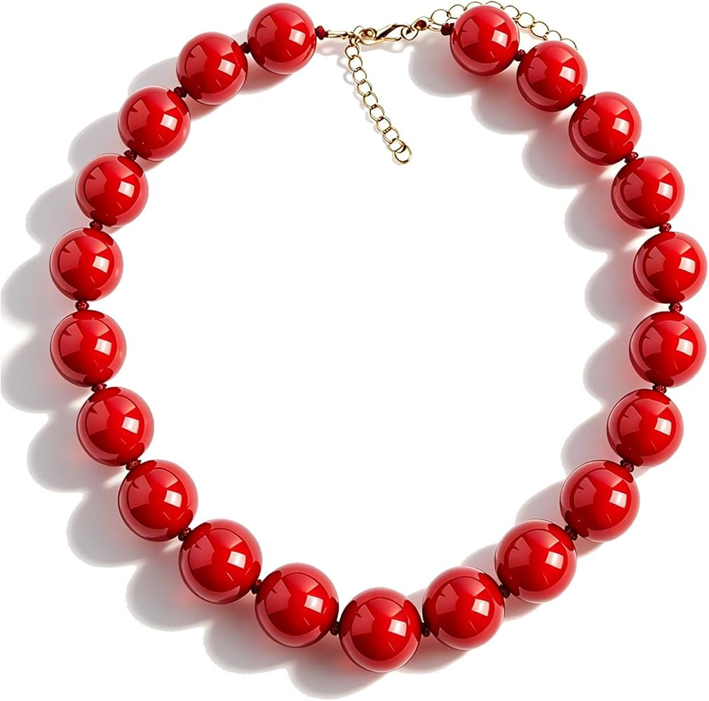 Chunky Beaded Necklace for Women Vintage Colorful Big Beads Choker Necklace Statement Boho Jewelr... | Amazon (US)