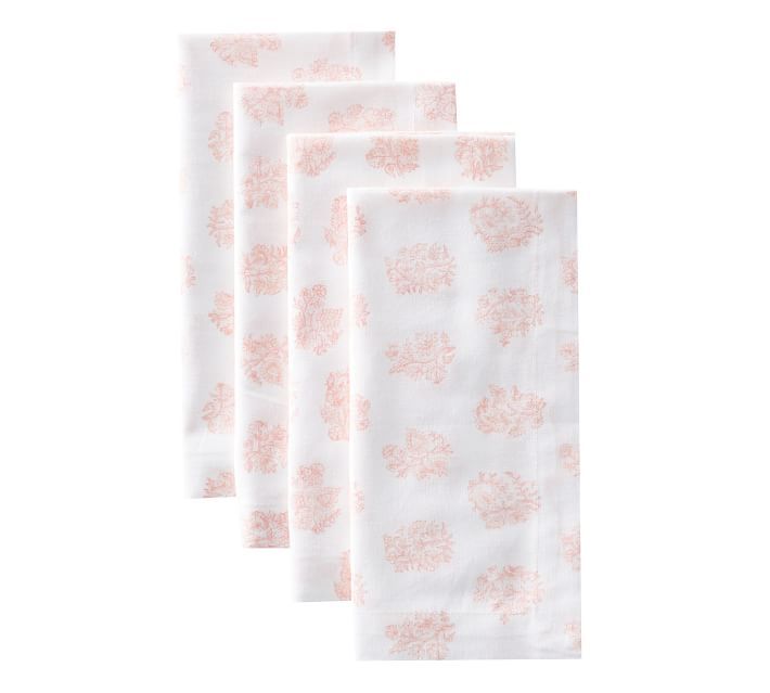 Block Print Blush Floral Napkin, Each | Pottery Barn (US)