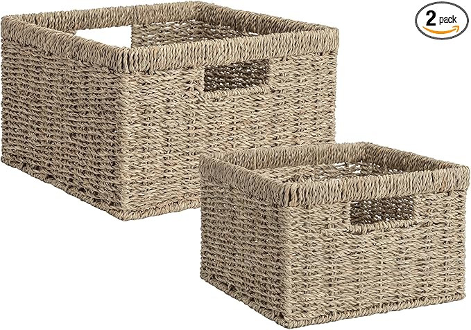 StorageWorks Wicker Storage Baskets, Handwoven Seagrass Basket for Organizing, Decorative Wicker ... | Amazon (US)