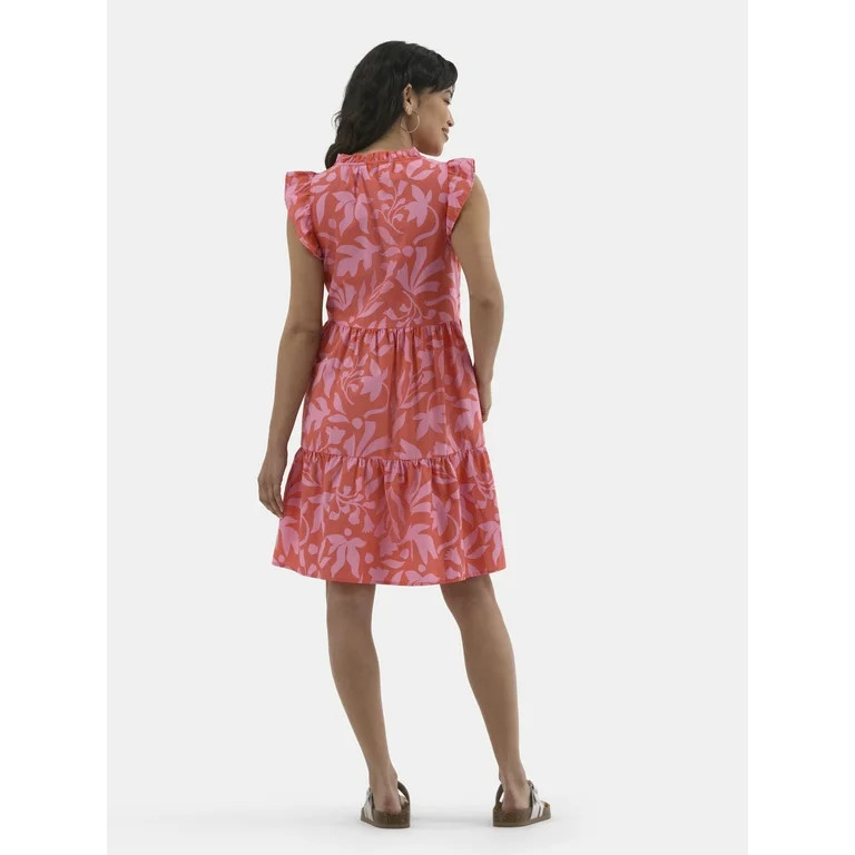 Time and Tru Women's Flutter Sleeve Mini Dress, Sizes XS-XXXL | Walmart (US)