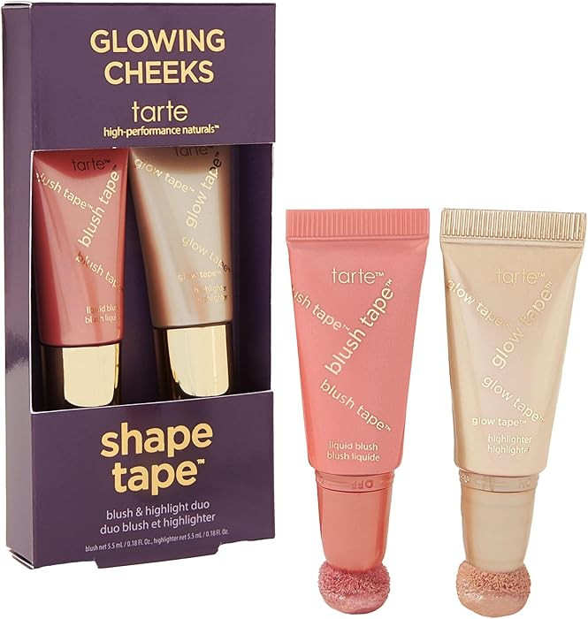 tarte glowing cheeks blush tape & glow tape duo – Buildable Cream Blush & Illuminating Highligh... | Amazon (US)