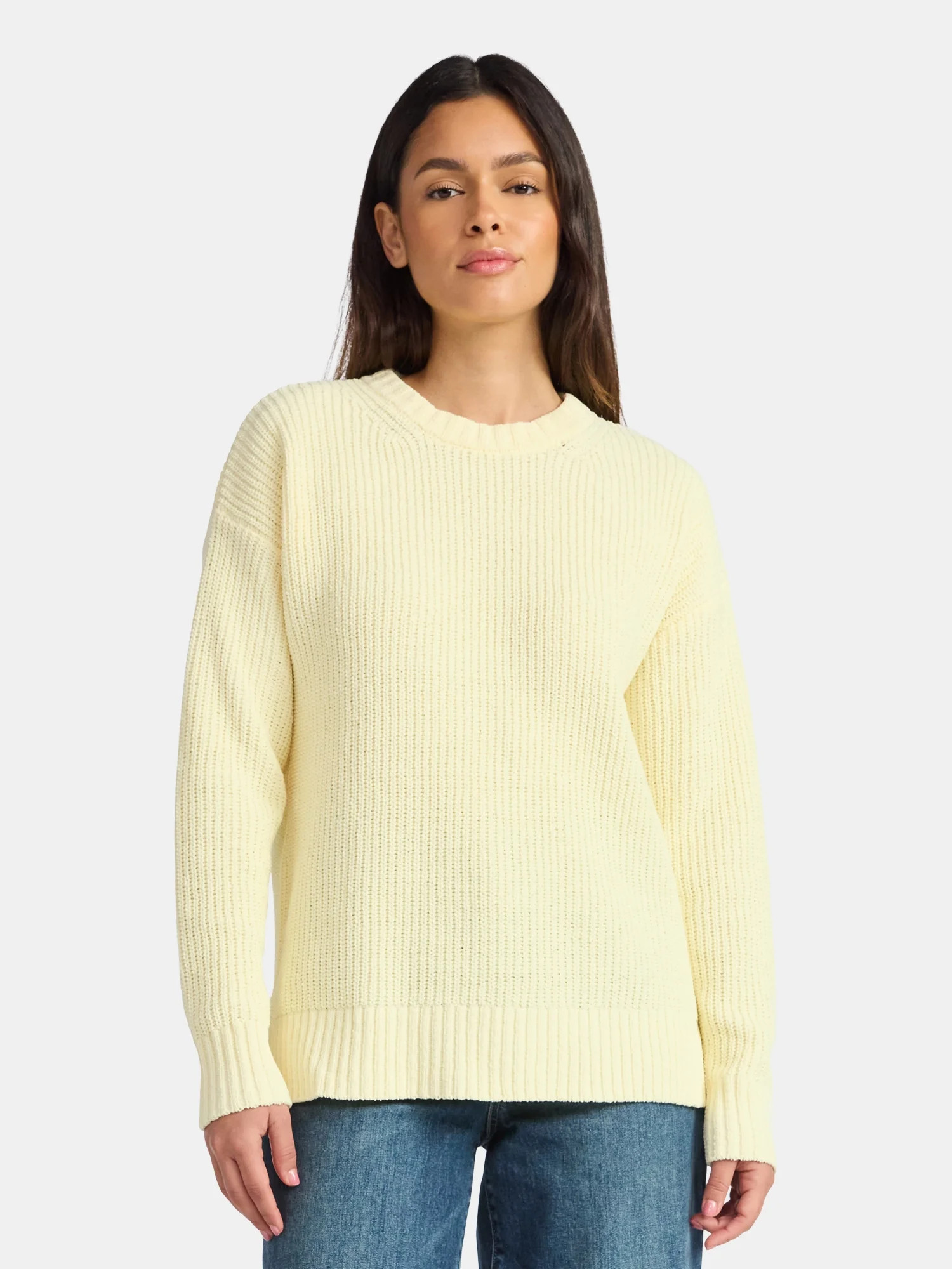 Time and Tru Women's Chenille Sweater with Long Sleeves, Mid-weight, Sizes XS-XXXL | Walmart (US)
