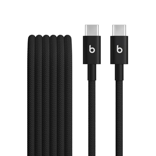 Beats USB-C to USB-C Woven Cable Fast Charging Durable/Tangle-Free Compatible Charger for Apple & Android Devices (1.5 m, 5 ft) - Bolt Black | Amazon (US)
