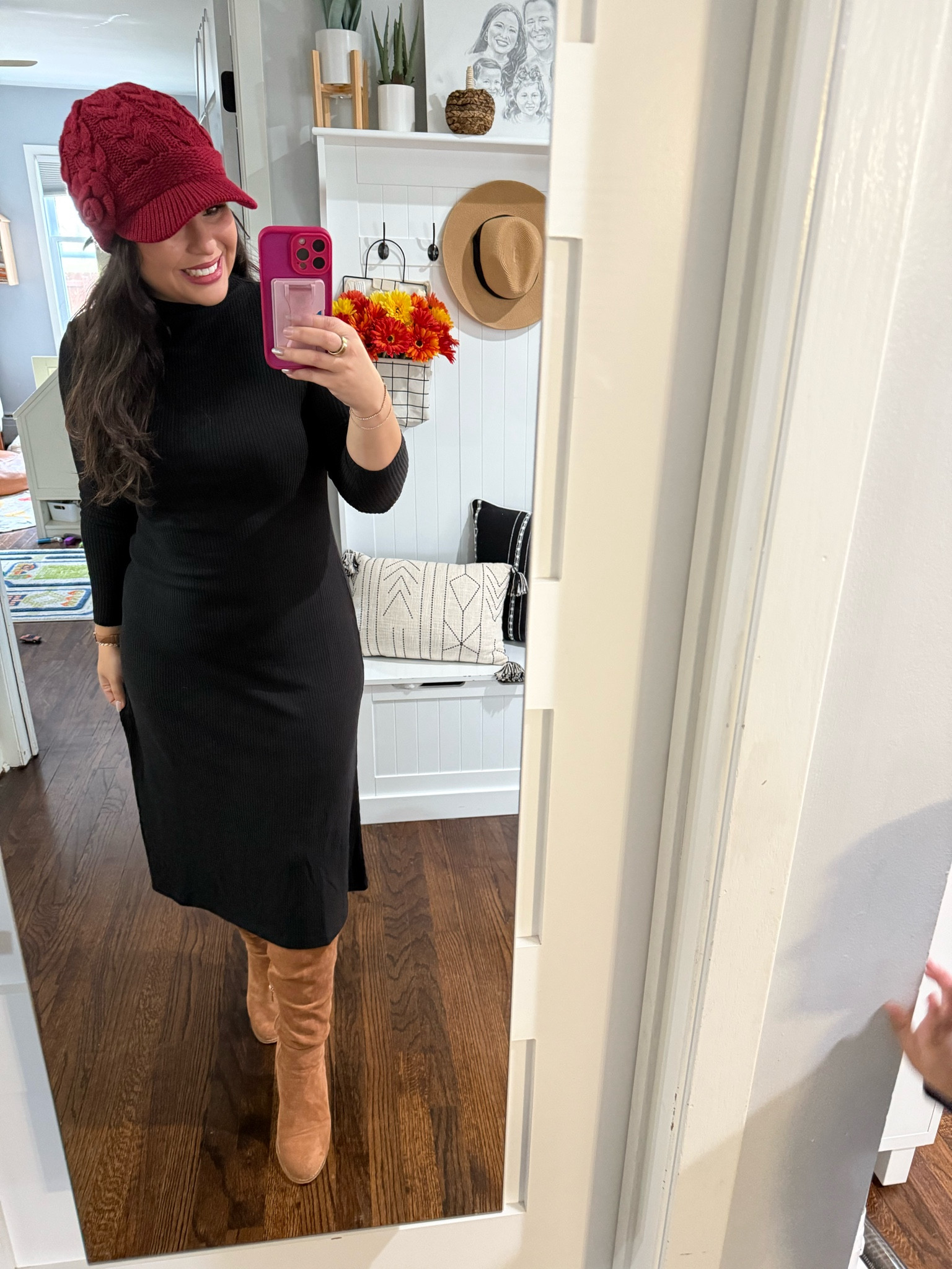 Easy Walmart dress comes in tons of colors and I love these boots I wear them all week long they are TTS. Size down in the dress I’m a size small 

#LTKFamily #LTKMidsize #LTKStyleTip