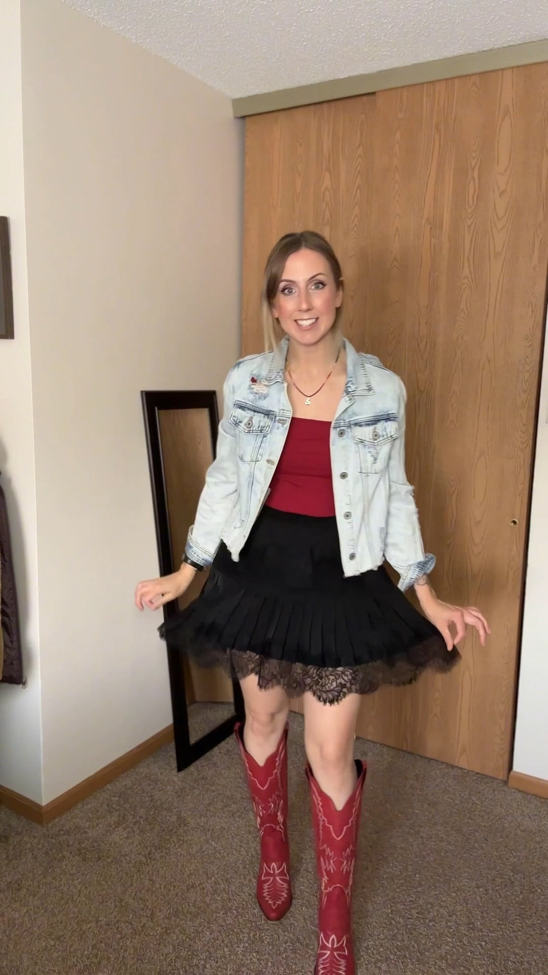Wearing small in skirt and bodysuit. 

#LTKgrwm #LTKTall #LTKootd