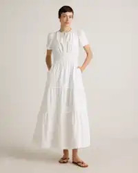 100% Organic Cotton Tiered Maxi Dress in Classic White | Quince