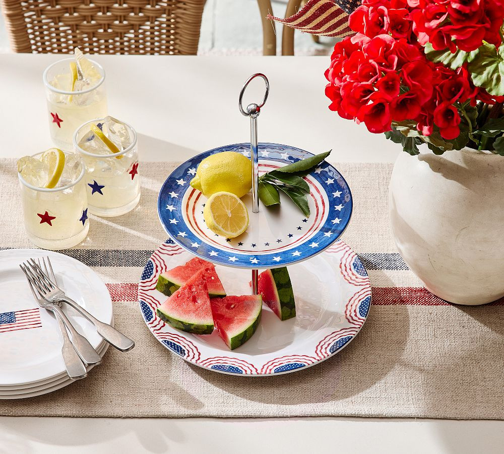 Cabana Americana Outdoor Melamine Tiered Stand | Pottery Barn (US)