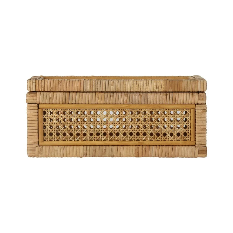 Home Decor Collection, Woven Rattan and Glass Decorative Tabletop Box | Walmart (US)