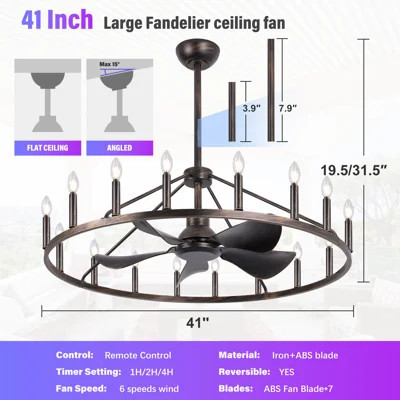 41-Inch Wagon Wheel Chandelier Fan | Wayfair North America