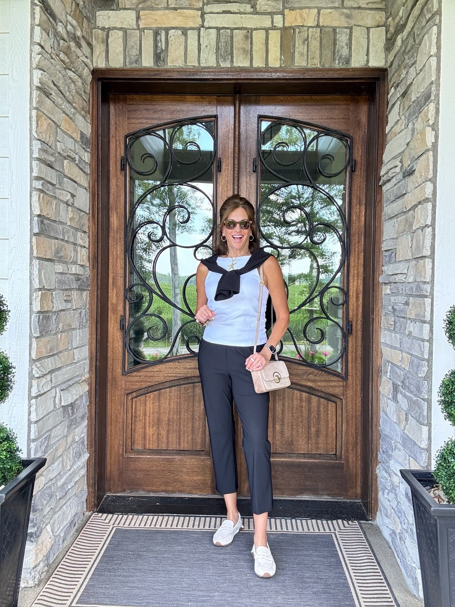 Discount : Annie15

Black top - medium 
Black crop pants - medium (a little big on me. Size down if between sizes 
Tank / large 

Lightweight, wrinkle free , washable , made in the USA

Outfit idea, casual outfit, travel outfit, airport outfit, ageless style

#LTKWorkwear #LTKTravel #LTKootd