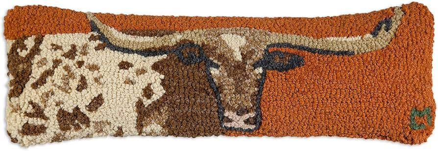 Artist-Designed Longhorn Hand-Hooked Wool Decorative Throw Pillow (8 IN x 24 IN) Wildlife Pillow ... | Amazon (US)