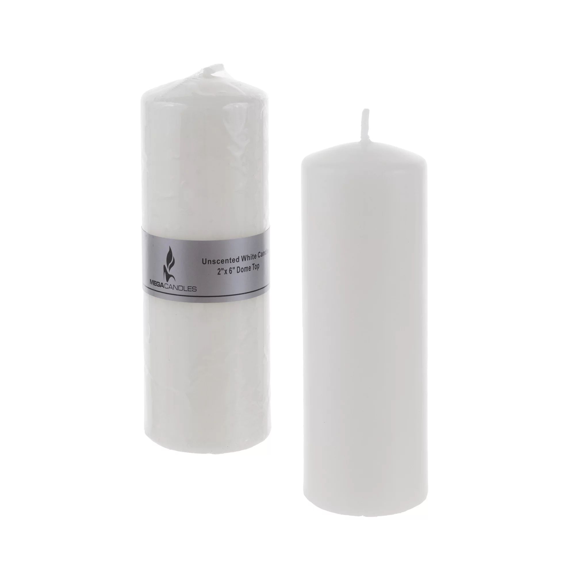 Mega Candles - Unscented 2 Inch x 6 Inch Dome Top Pressed Pillar Candle - White | Walmart (US)