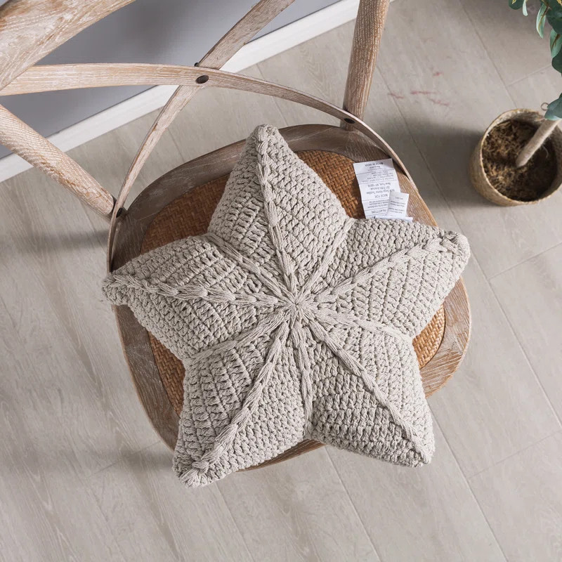 Hand Crochet Novelty Cotton Pillow Cover and Insert | Wayfair North America