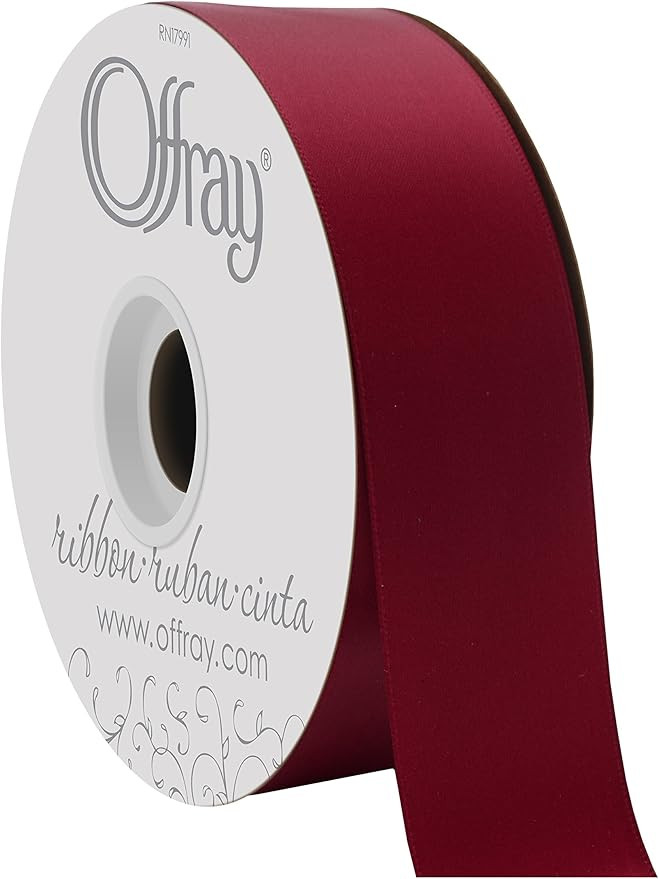 Offray Berwick 1.5" Wide Double Face Satin Ribbon, Sherry Red, 50 Yds | Amazon (US)