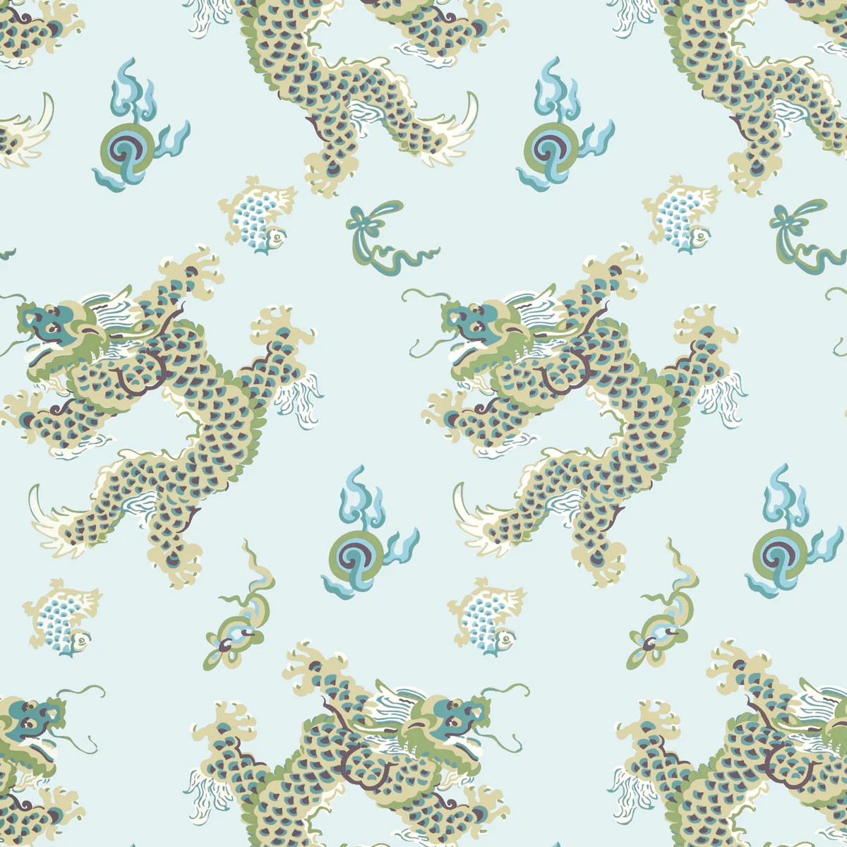 Anna French Dragon Dance Spa Blue Wallpaper | DecoratorsBest