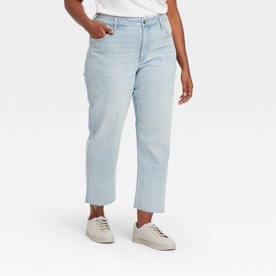 Women's Plus Size High-Rise Straight Jeans - Ava & Viv™ Light Wash | Target