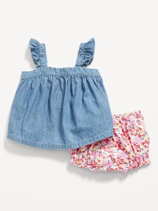 Sleeveless Ruffle-Trim Top & Bloomer Shorts Set for Baby | Old Navy (US)