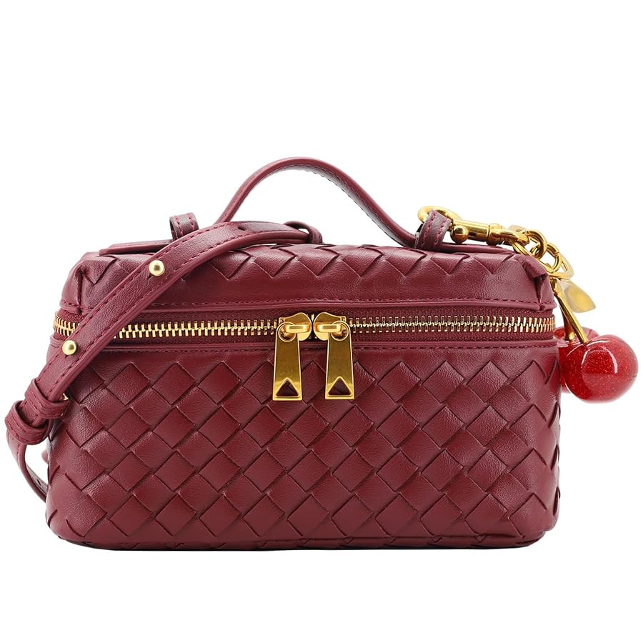 Woven Crossbody Bags for Women Trendy Clutch Purse Bag Small Leather Top Handle Handbag with Cher... | Amazon (US)