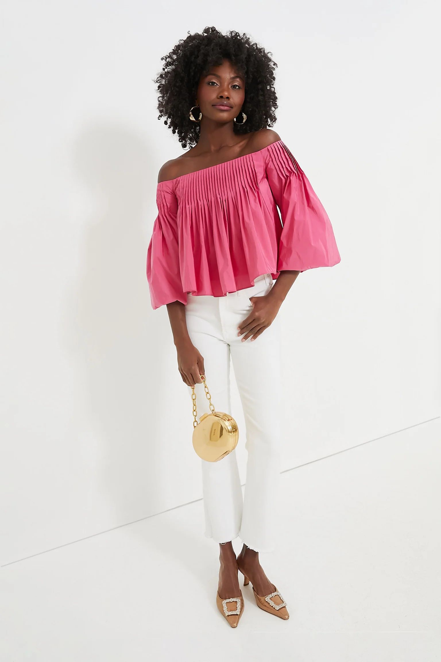 Hot Pink Pleated Portia Top | Tuckernuck (US)