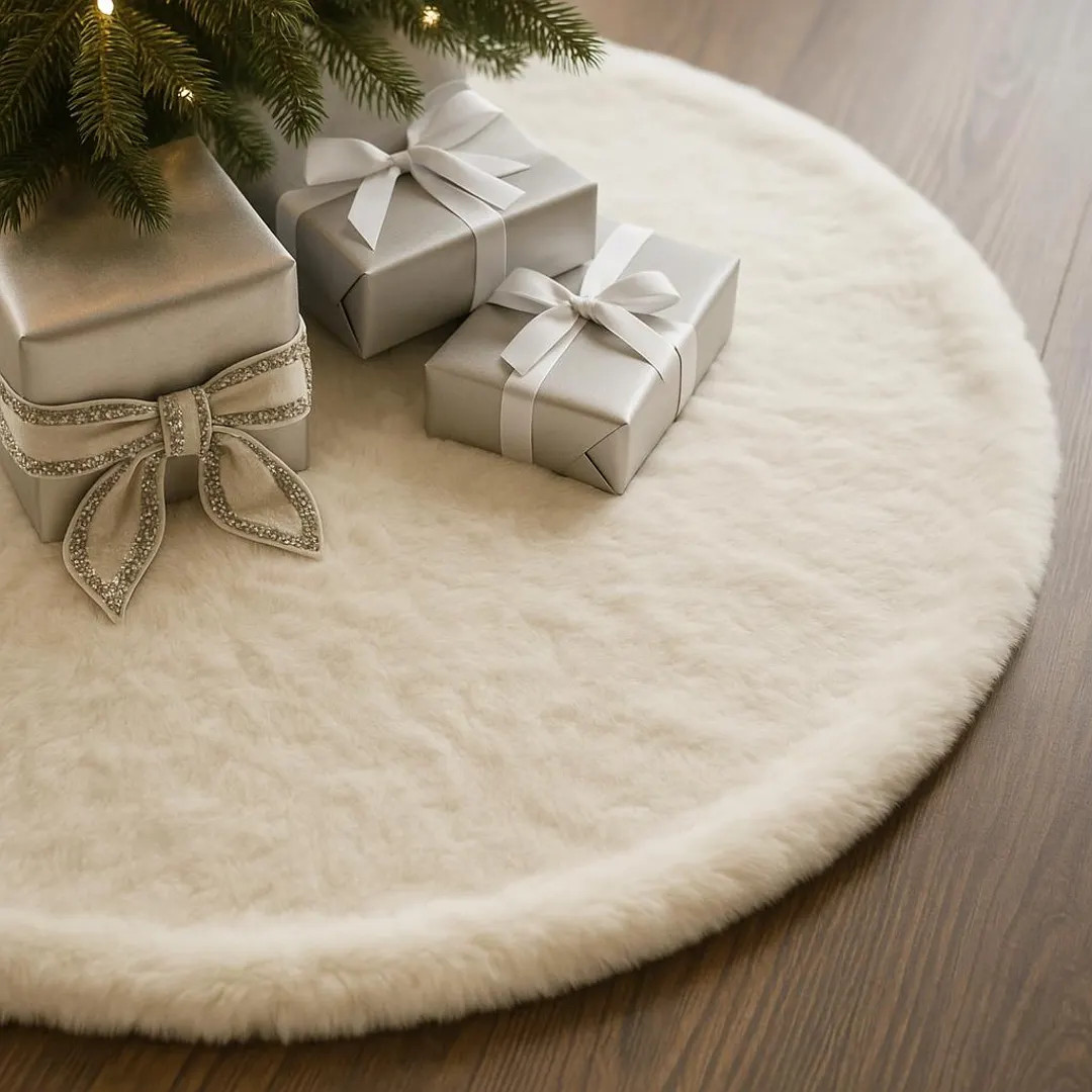 Christmas Tree Skirt - Plush Tree Skirt - Faux Fur Tree Skirt - Xmas Tree Round Area Carpet - Chr... | Etsy (US)