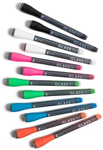 U Brands Liquid Glass Board Dry Erase Markers with Erasers, Low Odor, Medium Point, Assorted Color,  | Amazon (US)