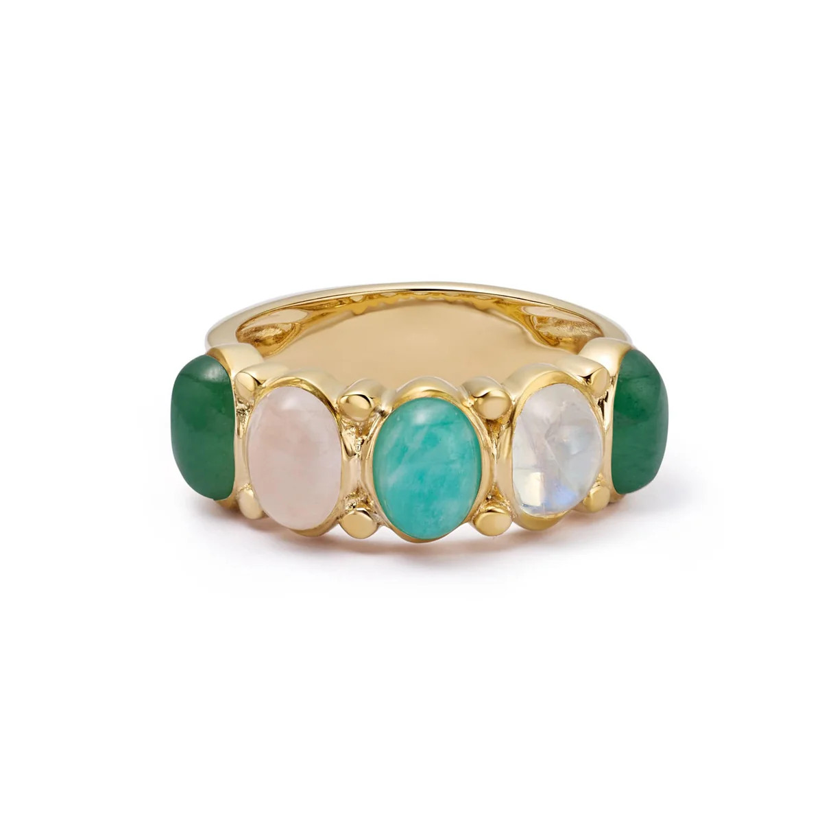 Bold Mixed Gemstone Ring 18ct Gold Plate | Daisy London Jewellery
