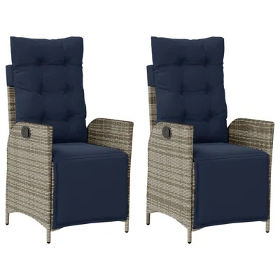 Vidaxl Reclining Patio Chairs 2 Pcs With Footrest Gray Poly Rattan | Wayfair North America