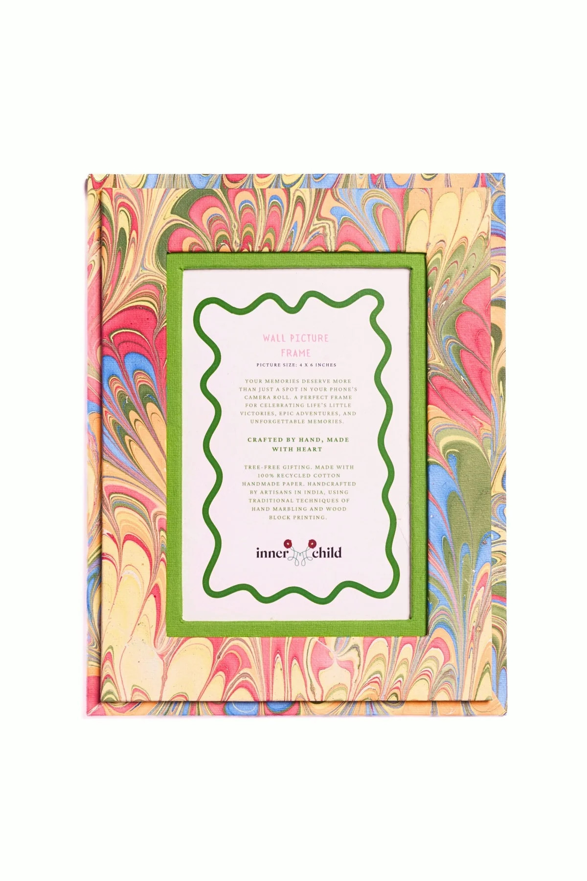Hand-Marbled Picture Frame 4x6 in Multicolor | Over The Moon