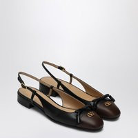 Valentino Garavani Valet Du Roi Slingback Ballerina Flats In Black/Coffee | Balardi (US & Canada)