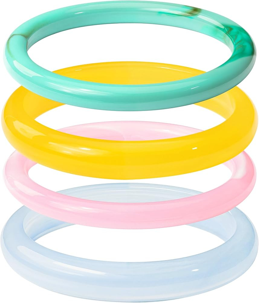 Acrylic Bangle Bracelets for Women Trendy Chunky Resin Bangles Bracelets Colorful Geometric Brace... | Amazon (US)