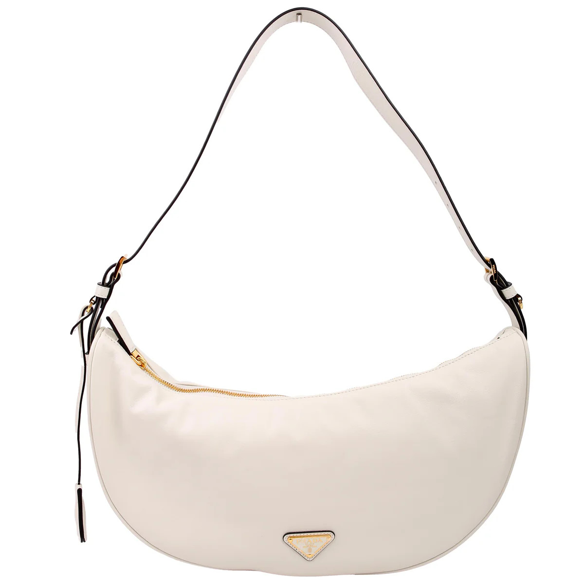 1BC255 Demi-Lune Shoulder Bag Large Calfskin White | Keeks Designer Handbags
