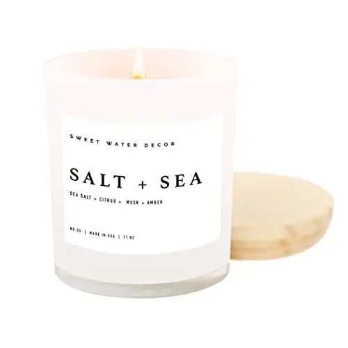 Sweet Water Decor Salt + Sea Candle | Sea Salt, Citrus, Amber, Musk, Beach Scented Soy Candles fo... | Amazon (US)
