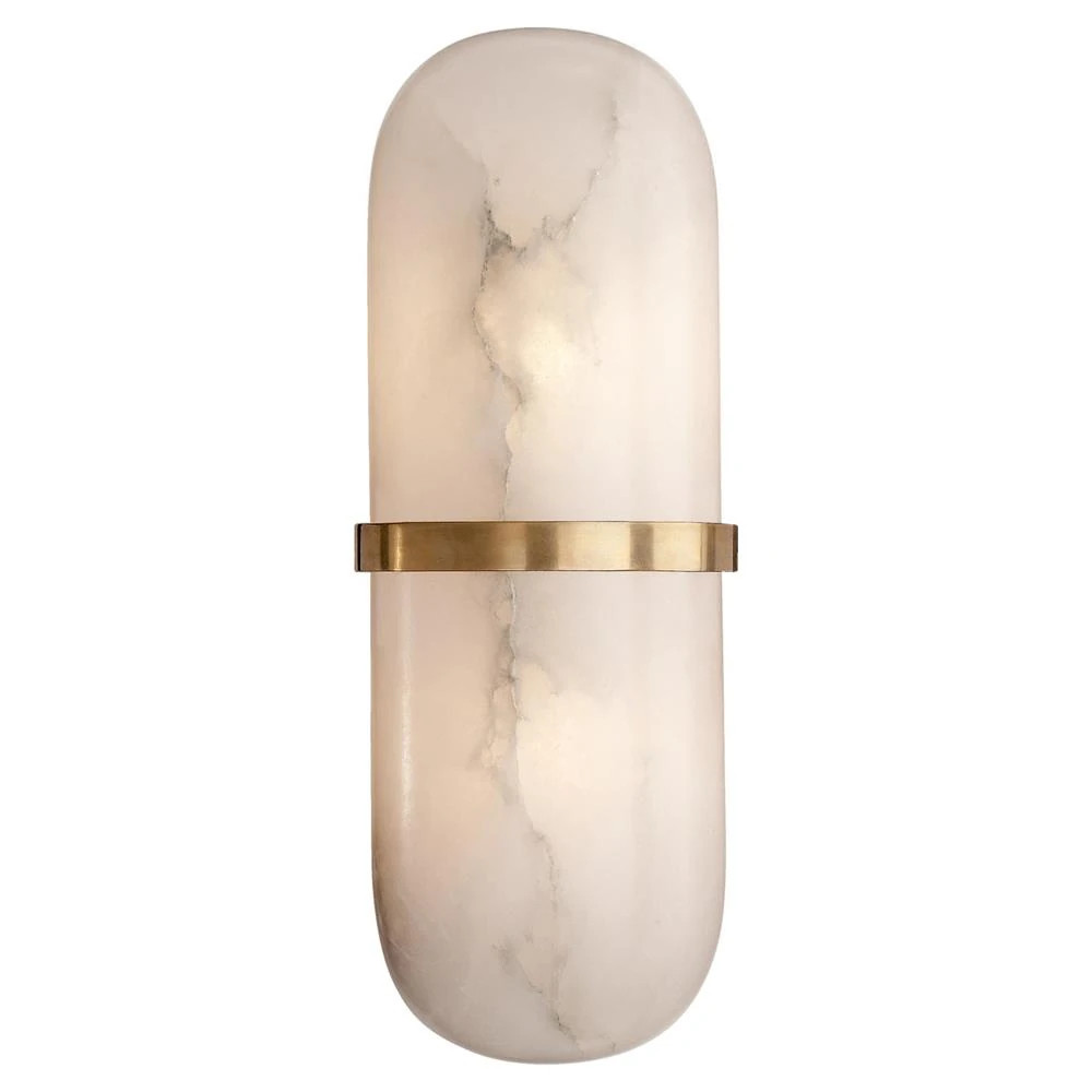 Visual Comfort Melange Modern Antique Burnished Brass Alabaster Pill Form Sconce | Kathy Kuo Home