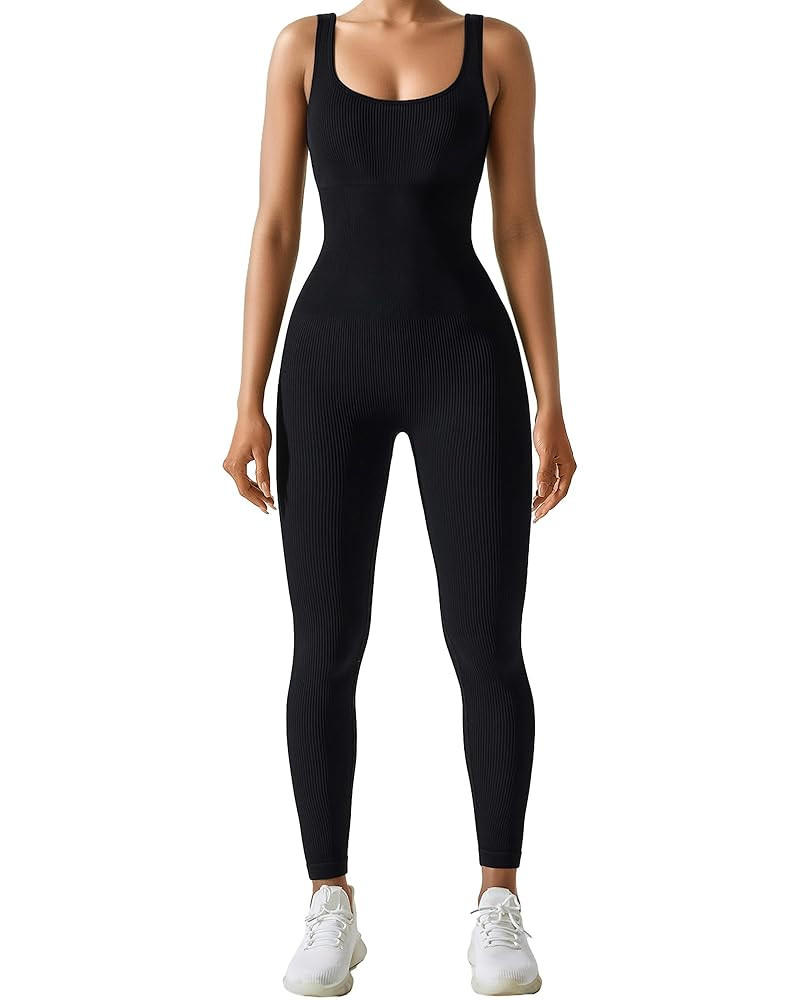 AURUZA Jumpsuit for Women Workout Seamless Jumpsuits Yoga Ribbed One Piece Tank Tops Rompers Slee... | Amazon (US)
