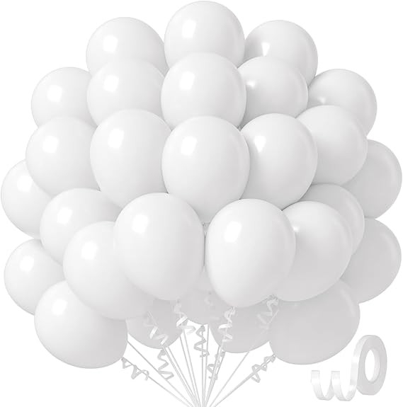 White Balloons 12 inch, White Latex Balloons 50pcs Party Balloon for Engagement Bachelorette Brid... | Amazon (US)