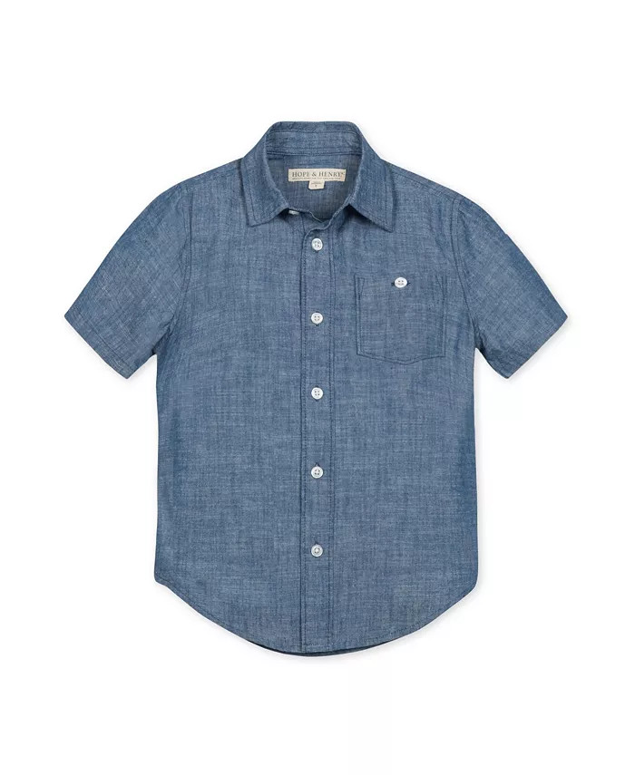 Boyss' Organic Short Sleeve Chambray Button Down Shirt, Kids | Macy's