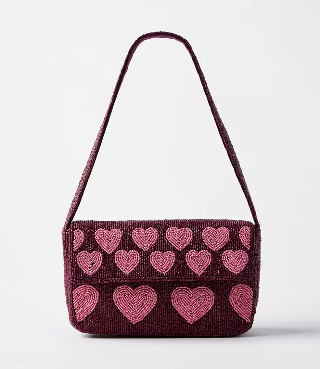 Heart Beaded Shoulder Bag | LOFT