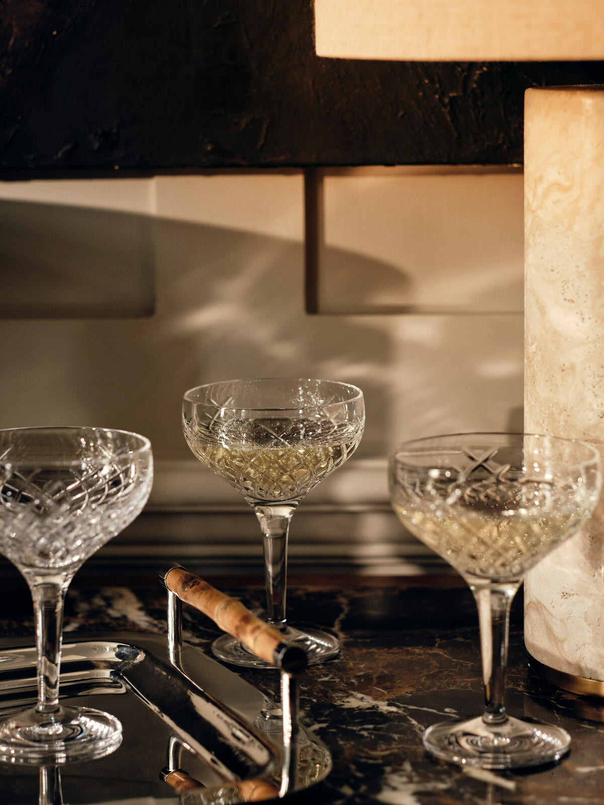 Barwell Cut Crystal Champagne Coupe, Set of Four | Soho Home Ltd