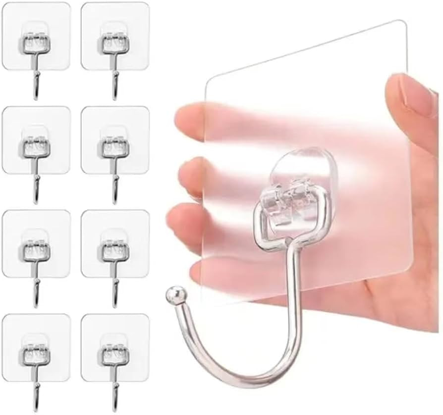 Ultra Strong 50lb (Max) Transparent Self-Adhesive Hooks - Heavy-Duty Wall Hooks for Kitchen, Bath... | Amazon (US)