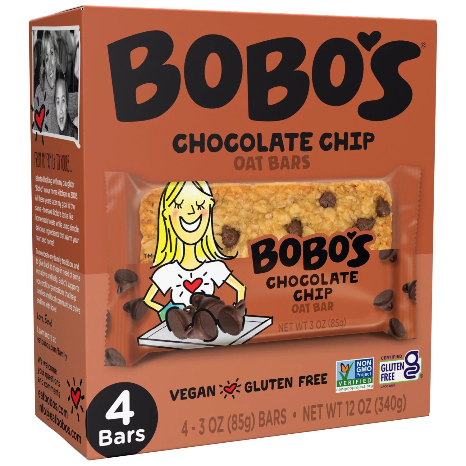 Bobo's Oat Bars, Chocolate Chip, 4 Pack of 3 oz bars | Walmart (US)