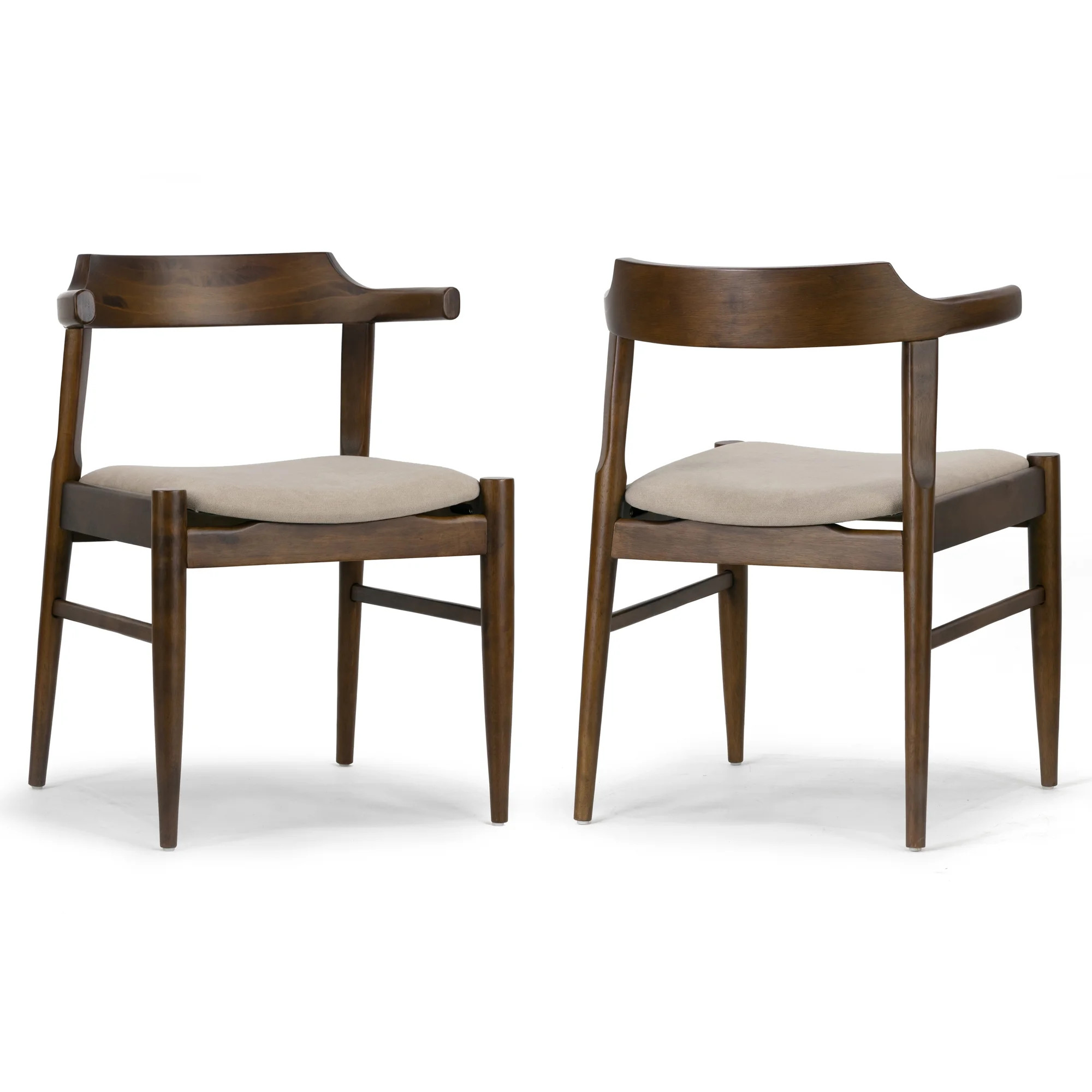 Set of 2 Atlas Retro Modern Dark Brown Wood Chair with Curved Back | Walmart (US)