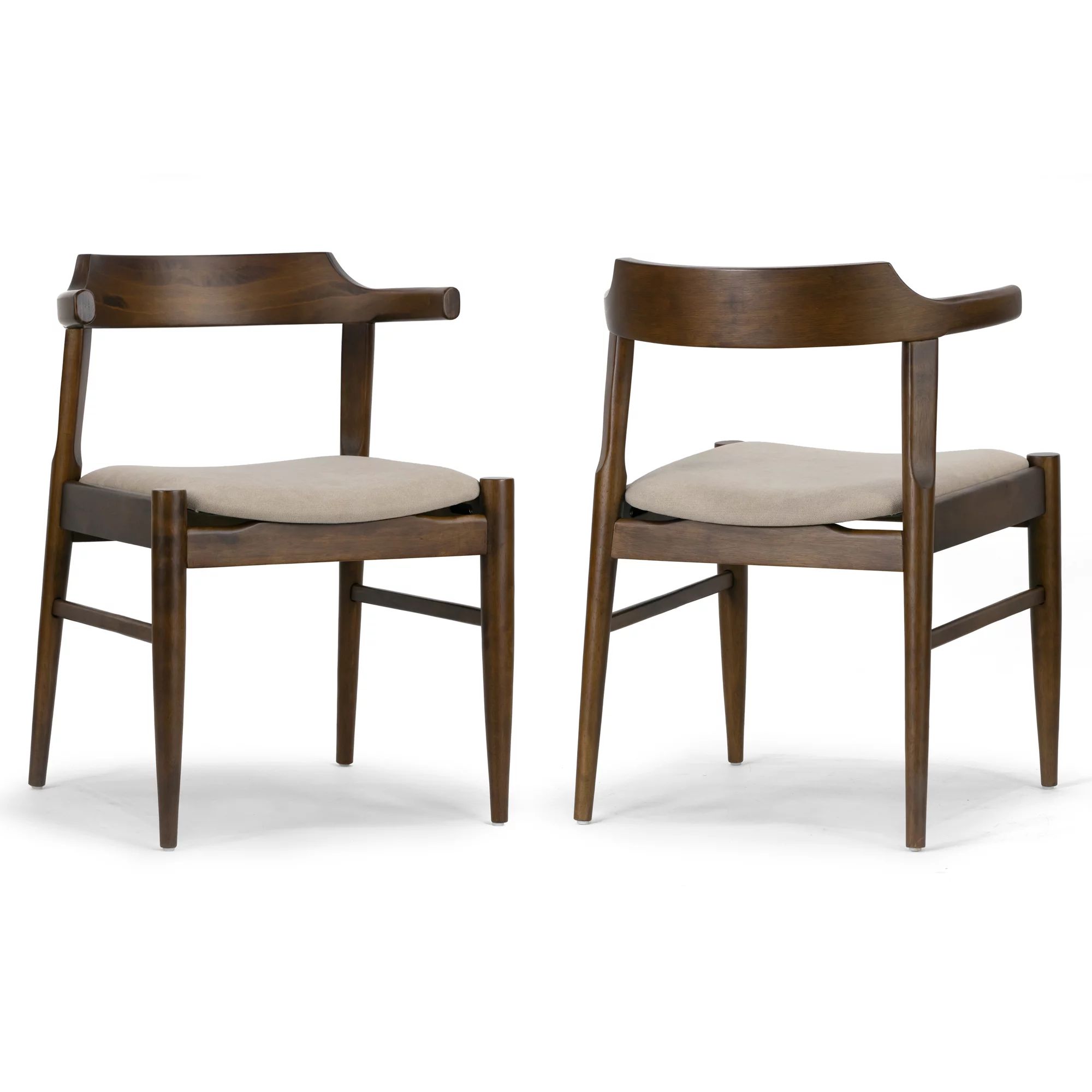 Set of 2 Atlas Retro Modern Dark Brown Wood Chair with Curved Back | Walmart (US)