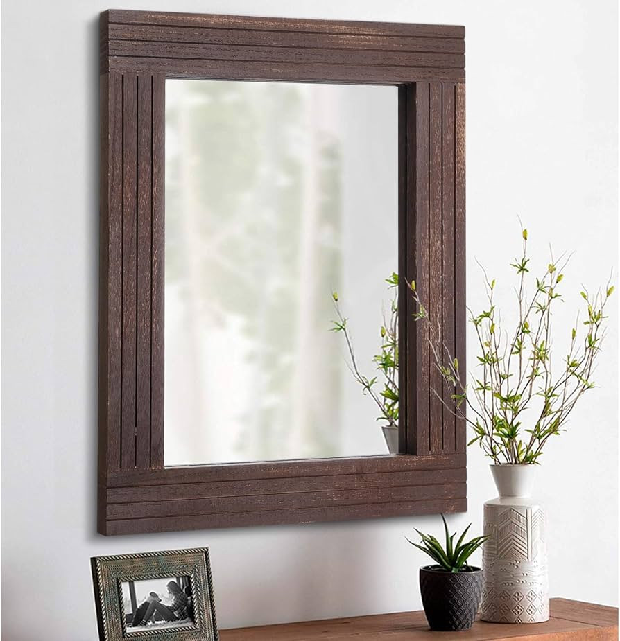 Wood Wall Mirror Rectangular Framed Rustic Vintage Mirrors Decor Farmhouse Bedroom Bathroom Mirro... | Amazon (US)