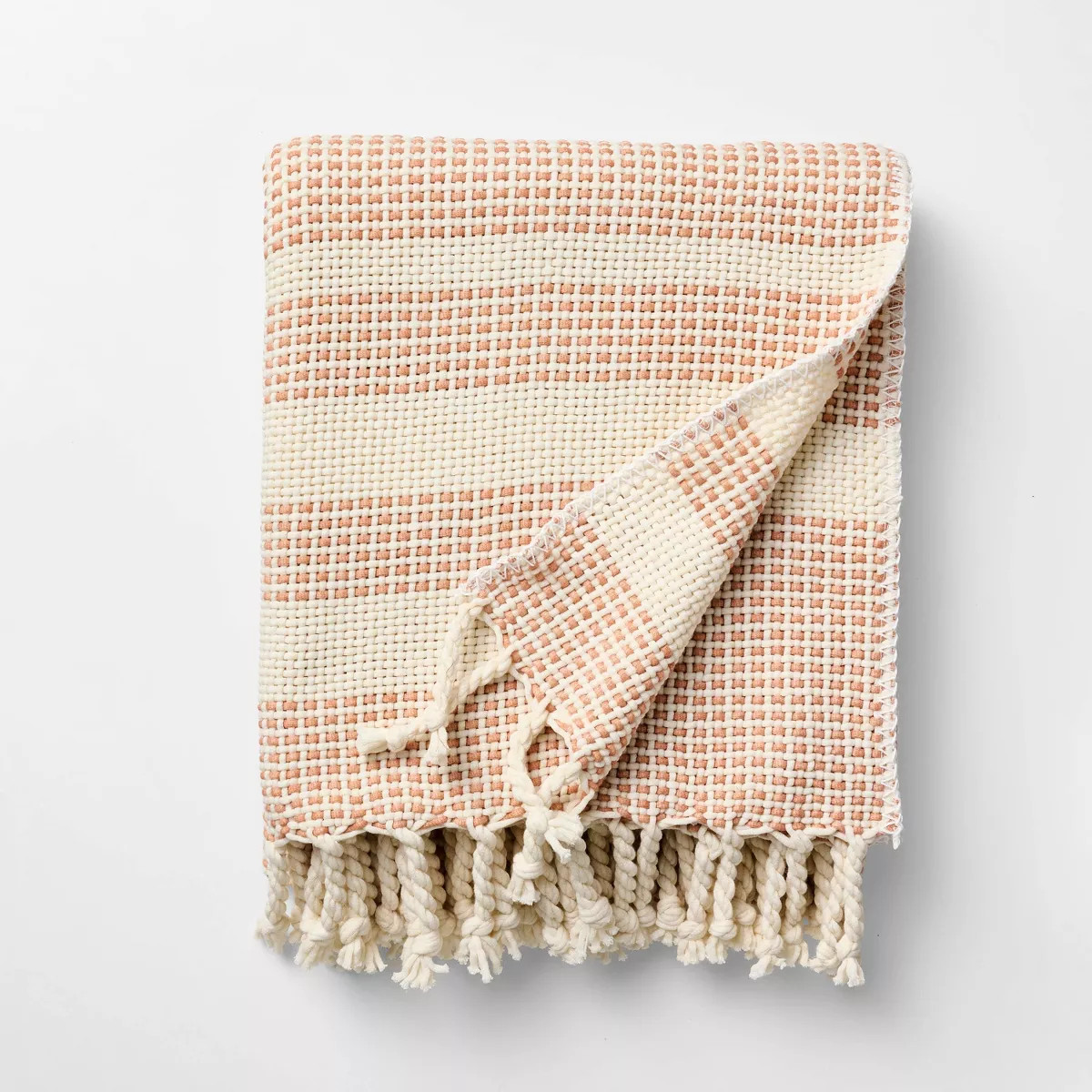 50"x60" Throw Border Stripe Woven Medium Orange and Cream - Threshold™ designed with Studio McG... | Target