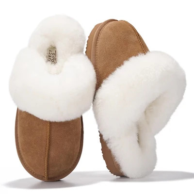 Project Cloud Women's | Shearling & Fuzzy Slippers for Women | Clogs & Mules | Memory Foam | Non-Slip - Henka Camel Suede / 9 | Project Cloud