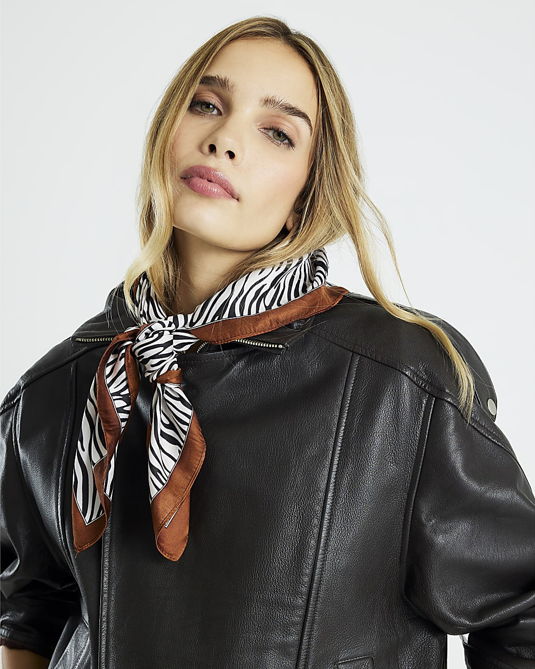 Black Zebra Print Neck Scarf | River Island UK & IE