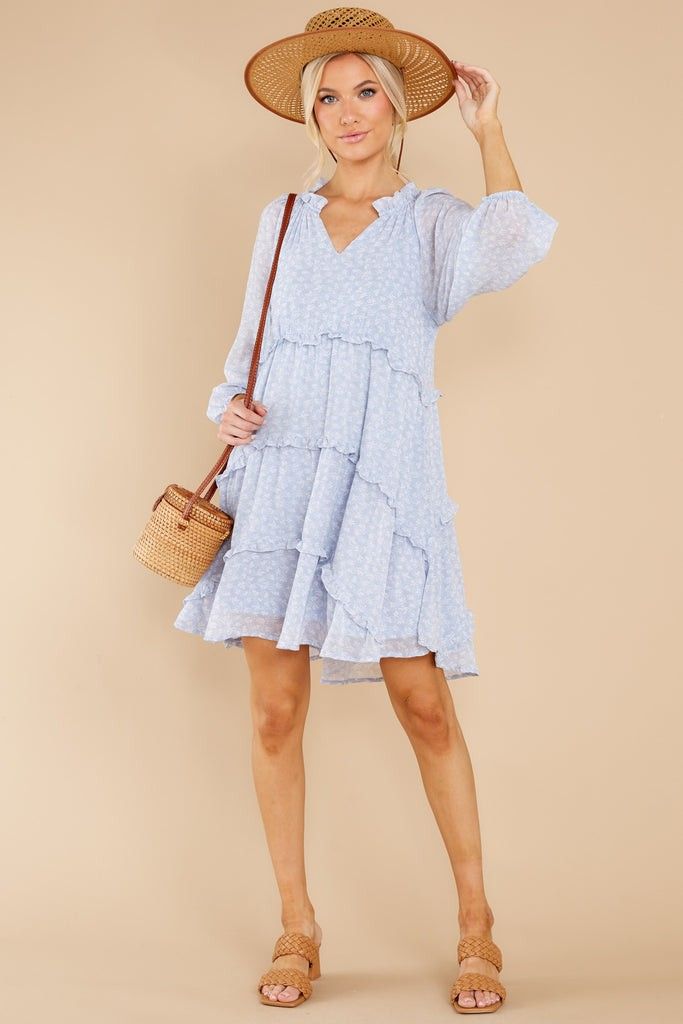Heavenly Hues Light Blue Print Dress- Spring Outfits | Red Dress 