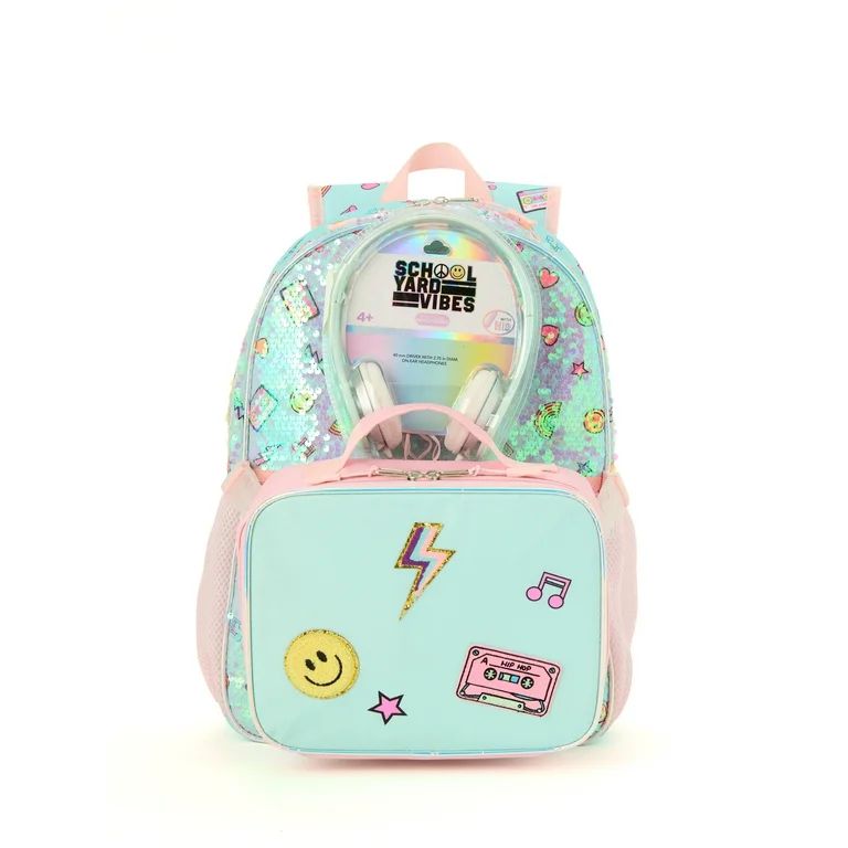 Schoolyard Vibes 17" 3 Piece Backpack Set with Headphones and Kids Lunch Box | Walmart (US)