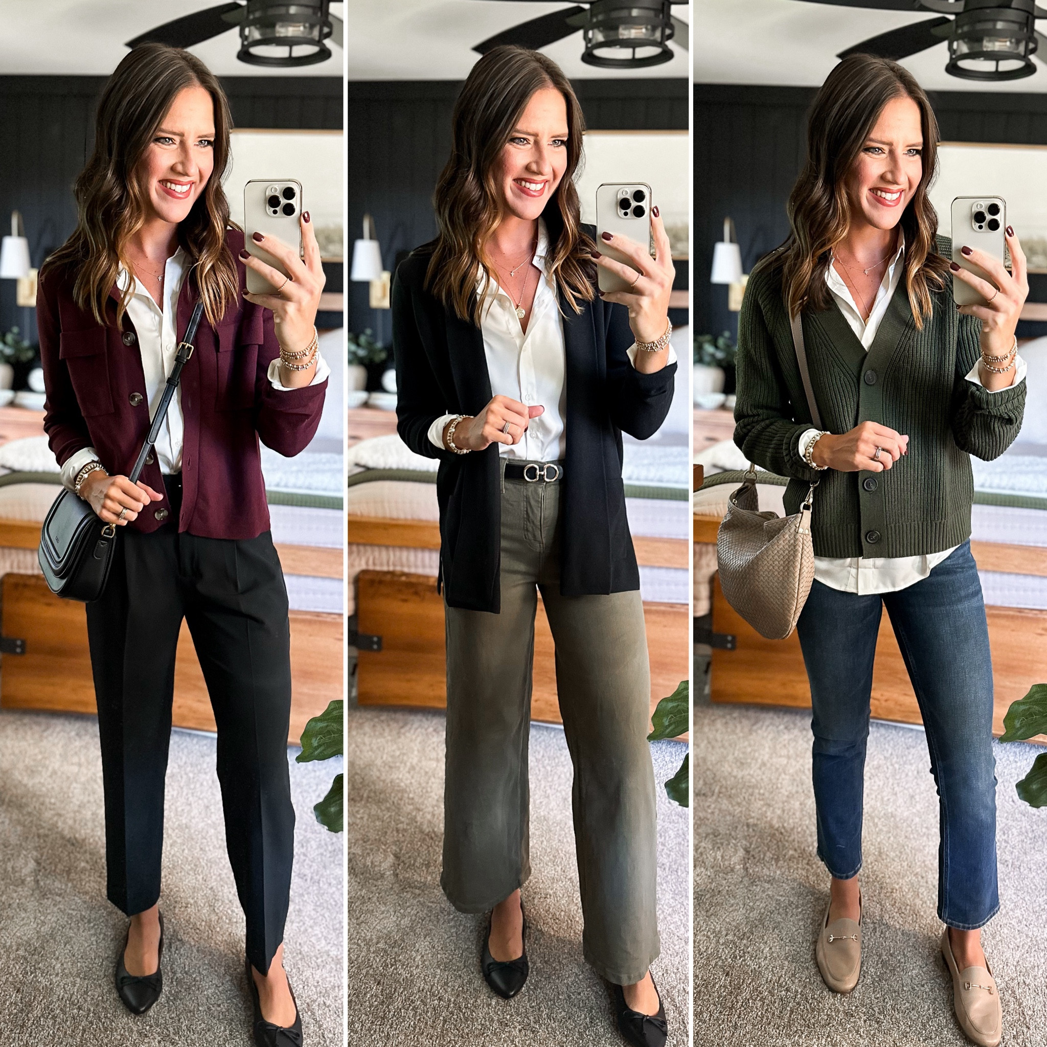 Fall Capsule Wardrobe - Ivory Silk Blouse 

Blouse - small
Burgundy knit Jacket - medium 
Black dress pants - size 2 
Linking similar green jeans (mine are from the summer capsule) 
Green cardigan - small tall 
Dark wash jeans - size 26 


#LTKFindsUnder100 #LTKStyleTip #LTKFindsUnder50