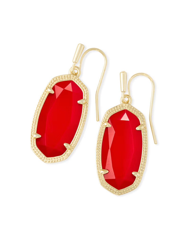 Dani Gold Drop Earrings in Bright Red Opaque Glass | Kendra Scott